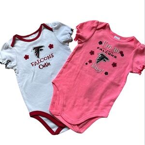 NFL Falcons Baby Bodysuit Set - White and Pink Girls size 18M